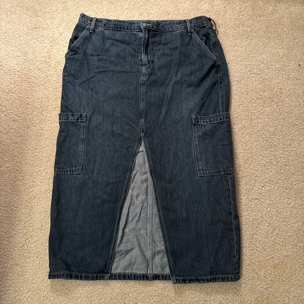 Old Navy Dark Denim Maxi Skirt with Front Slit